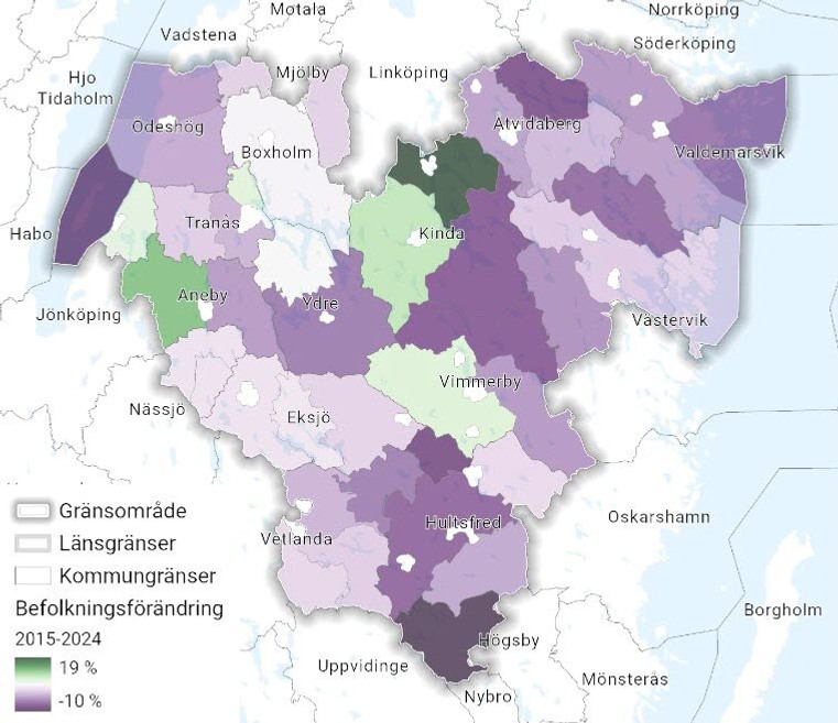 Gränsområden mellan Östergötlands, Jönköpings och Kalmar län